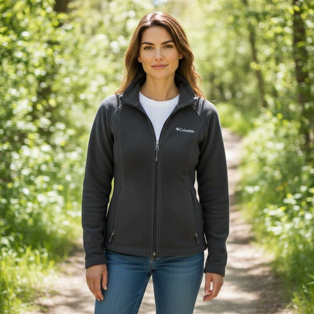 Columbia Benton Springs Fleece Jacket Gorpcore Sz S Black Full Zip Womens